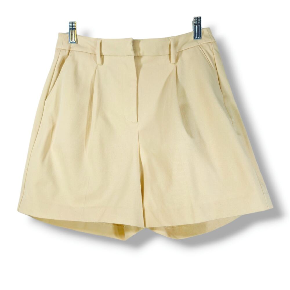 41 Hawthorn Pleated Trouser Shorts High Rise Pockets Ecru Classiccore 6 NWT‎